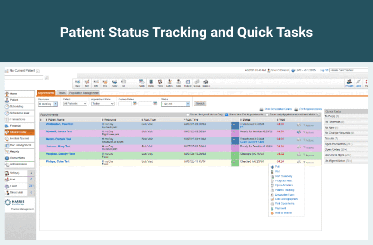 Patient Status Tracking and Quick Tasks
